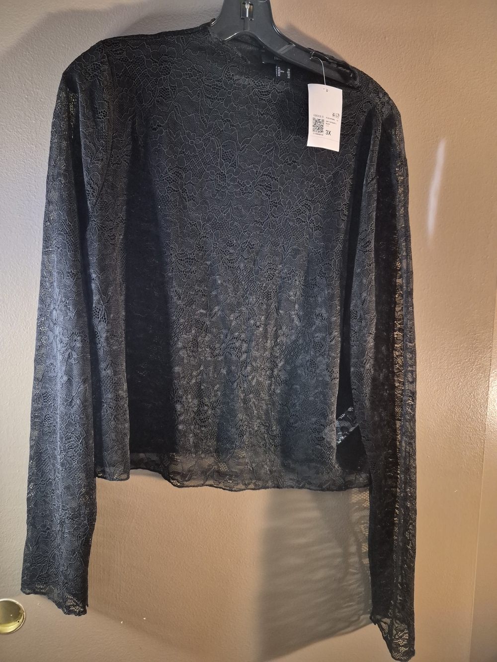 Forever 21 Black Lace Long-Sleeve Tee